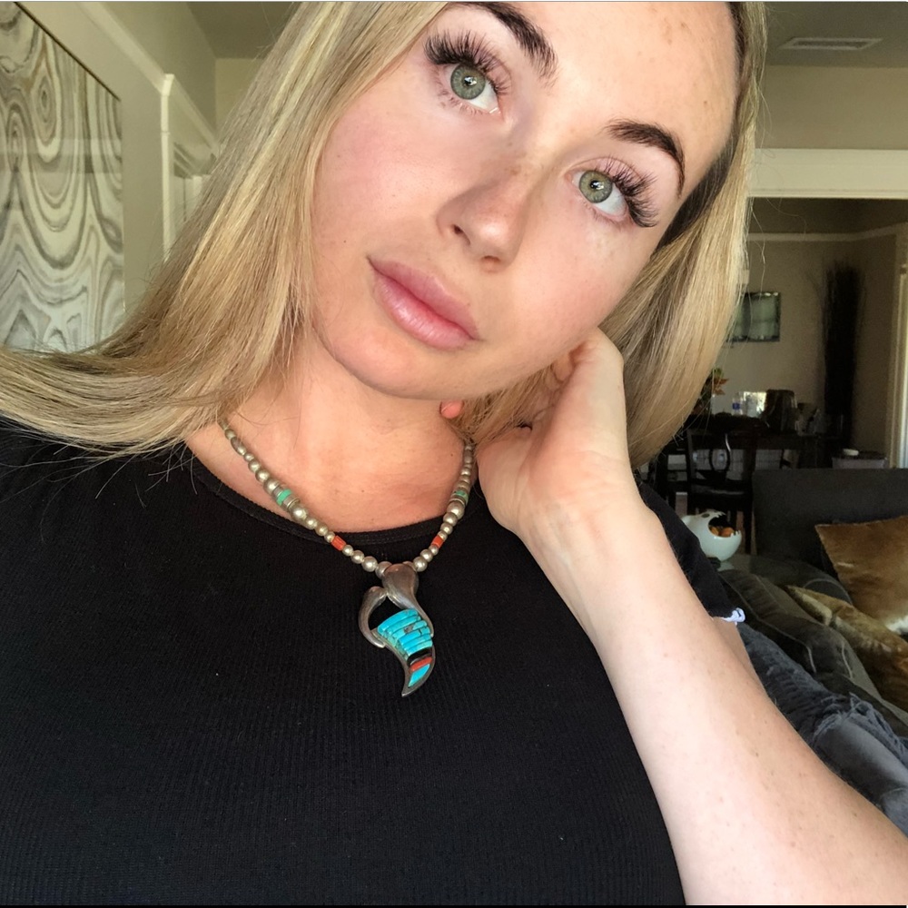 Vintage Navajo turquoise and coral necklace